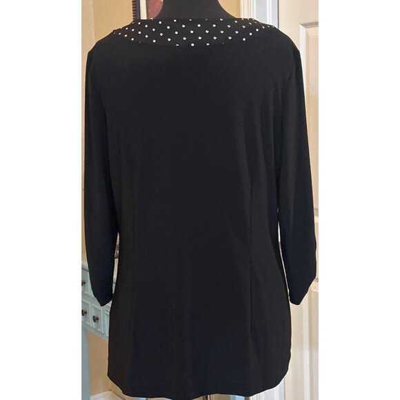 Perceptions New York Open-Front Black Blouse Polyester Blend Women Size 14-READ - Picture 2 of 16